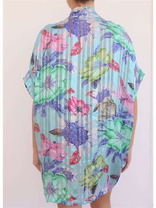 copricostume in pura seta sartoriale con fantasiafiori Capri Chic | KAFTANOCORTOCULISSEAZZURRO